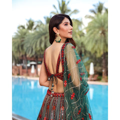 Deep Forest Mirrorwork Lehenga Set