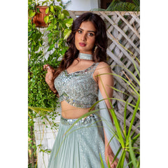 Frosty Mint Layered Lehenga Set
