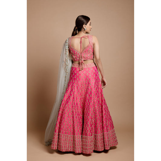 Fuchsia Pink Butti Lehenga Set