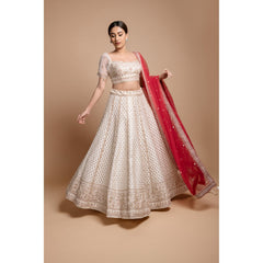 Ivory Abstract Lehenga Set