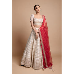 Ivory Abstract Lehenga Set