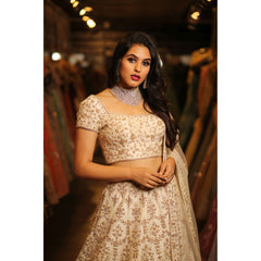 Ivory Honeycomb Lehenga Set