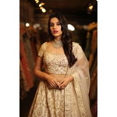 Ivory Honeycomb Lehenga Set