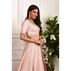 Blush Pink Geometric Zardozi Lehenga Set