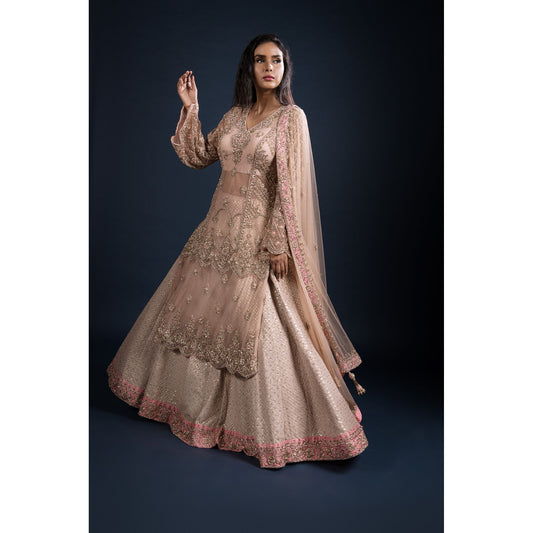 Blush Gold Kurta Lehenga Set