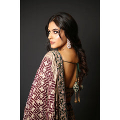 Forest Green Velvet Persian Lehenga Set