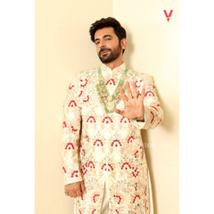 Sunil Grover - Pastel Ivory Forest Sherwani