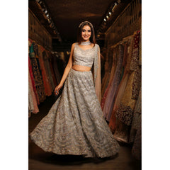 Pale Blue Archaic Lehenga Set