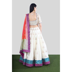 Ivory Gota Patti Benarasi Lehenga Set