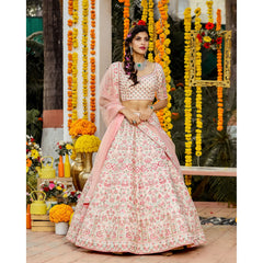 Blush Pink Pastel Floral Lehenga Set