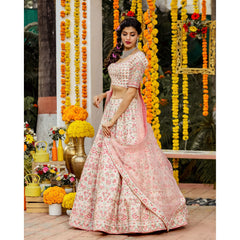 Blush Pink Pastel Floral Lehenga Set