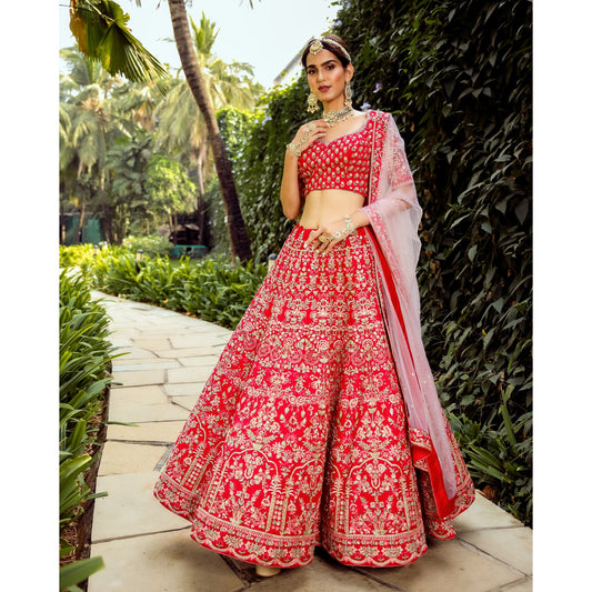 Scarlet  Archaic Mughal Lehenga Set