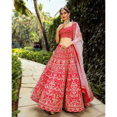 Scarlet  Archaic Mughal Lehenga Set