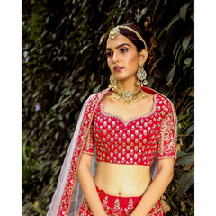 Scarlet  Archaic Mughal Lehenga Set