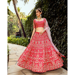 Scarlet  Archaic Mughal Lehenga Set