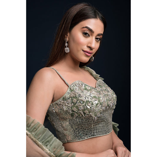Sage Tiered Lehenga Set