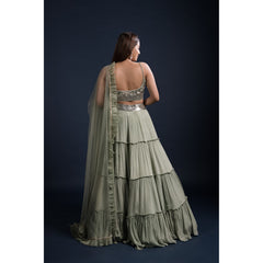 Sage Tiered Lehenga Set