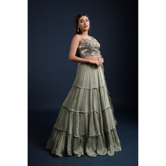 Sage Tiered Lehenga Set