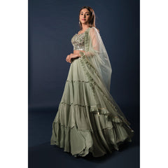 Sage Tiered Lehenga Set