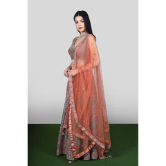 Rust Multi-Colored Metallic Lehenga Set
