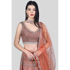 Rust Multi-Colored Metallic Lehenga Set