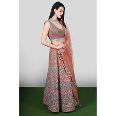 Rust Multi-Colored Metallic Lehenga Set