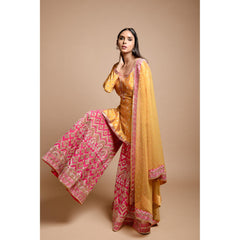 Yellow And Pink Sharara Set