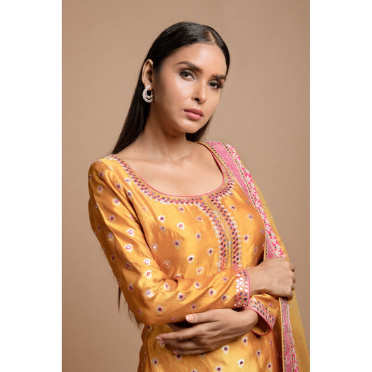 Yellow And Pink Sharara Set