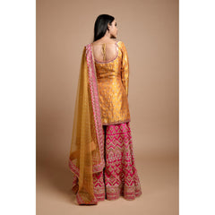 Yellow And Pink Sharara Set