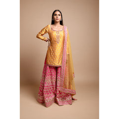Yellow And Pink Sharara Set