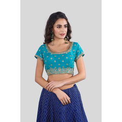 Turquoise, Blue, Yellow Zari Lehenga Set