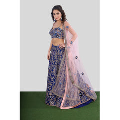 Royal Blue Floral Jaal Lehenga Set