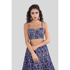Royal Blue Floral Jaal Lehenga Set