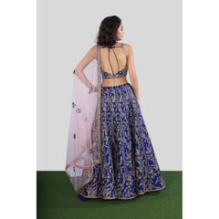Royal Blue Floral Jaal Lehenga Set