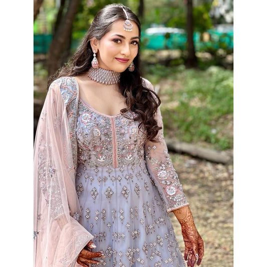 Anagha Bhosle - Lavender And Peach Anarkali Set