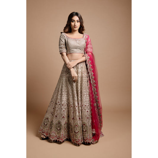 Antique Gold Bridal Lehenga Set