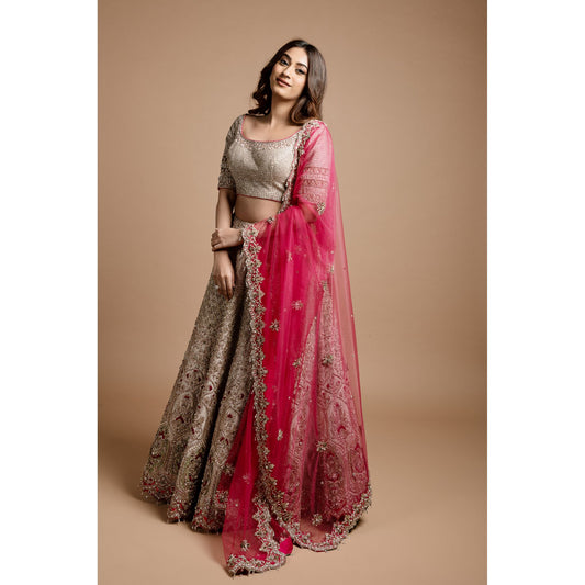 Antique Gold Bridal Lehenga Set