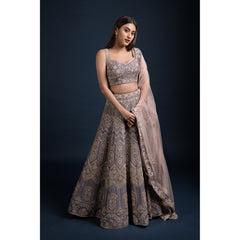 Lavender Abstract Lehenga Set