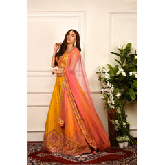 Mustard Yellow Mirrorwork Lehenga Set