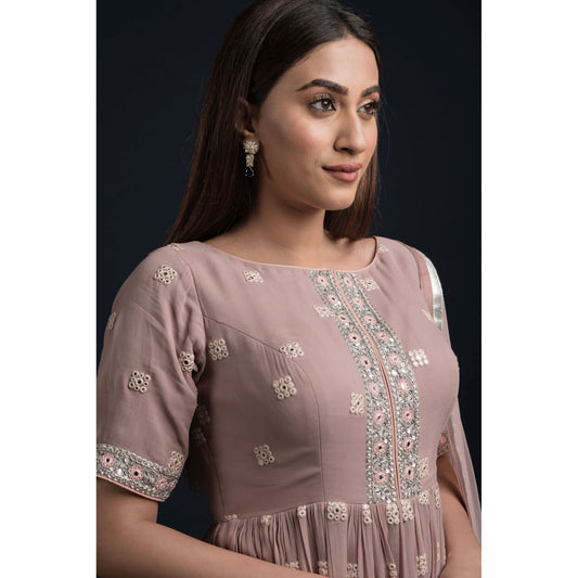 Mauve Peplum Sharara Set