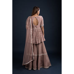 Mauve Peplum Sharara Set