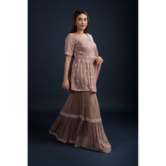 Mauve Peplum Sharara Set