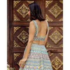 Grey Multicolor Resham Lehenga Set