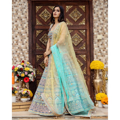 Grey Multicolor Resham Lehenga Set