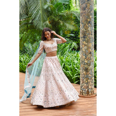 Creole Pink Aqua Lehenga Set