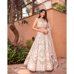 Pastel Peach Champagne Lehenga Set