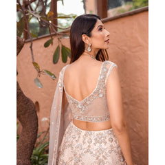 Pastel Peach Champagne Lehenga Set