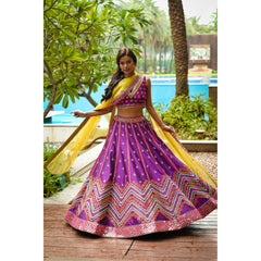 Purple Mirrorwork Lehenga Set