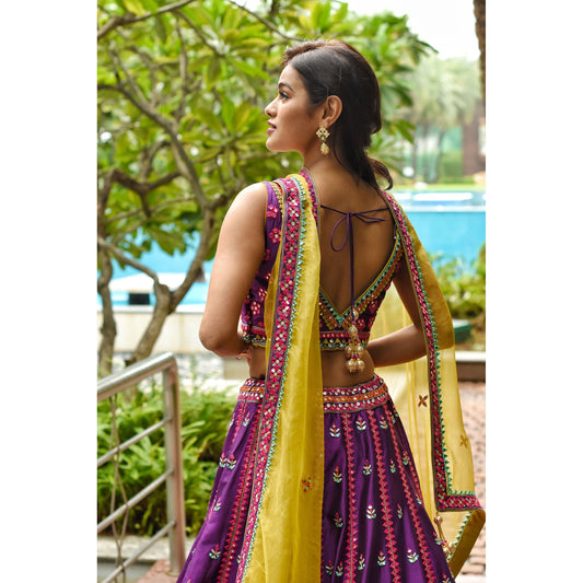 Purple Mirrorwork Lehenga Set