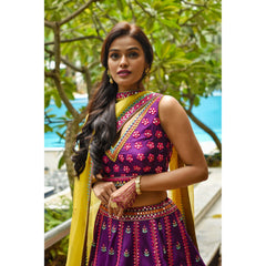 Purple Mirrorwork Lehenga Set